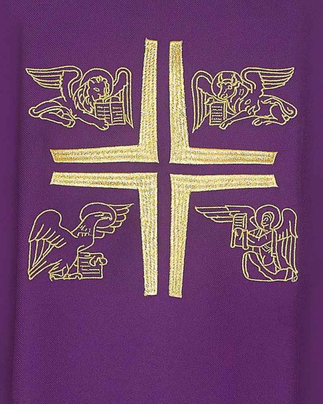 Kasel violett  mit gesticktem Symbol 4 Evangelisten