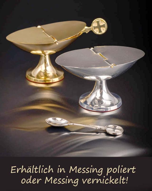 Schiffchen Messing versilbert, 7 x 13 cm mit Deckel